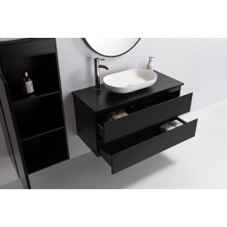 CERANO - Koupelnová skříňka Carole s deskou pod umyvadlo - 18 mm - černá matná - 101x49,8x46,5 cm