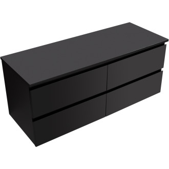 CERANO - Koupelnová skříňka Carole + deska pod umyvadlo Navira Slim - 18 mm - černá matná - 120x49,8x46 cm