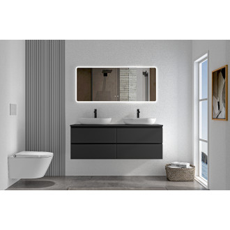 CERANO - Koupelnová skříňka Carole s deskou pod umyvadlo - 18 mm - černá matná - 120x49,8x46,5 cm