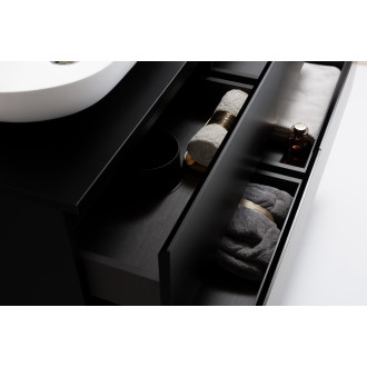 CERANO - Koupelnová skříňka Carole s deskou pod umyvadlo - 18 mm - černá matná - 141x49,8x46,5 cm