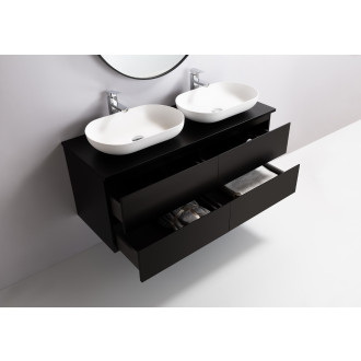 CERANO - Koupelnová skříňka Carole s deskou pod umyvadlo - 18 mm - černá matná - 161x49,8x46,5 cm