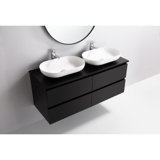 CERANO - Koupelnová skříňka Carole s deskou pod umyvadlo - 18 mm - černá matná - 161x49,8x46,5 cm