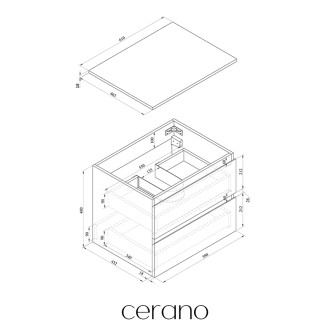 CERANO - Koupelnová skříňka Carole s deskou pod umyvadlo - 18 mm - černá matná - 61x49,8x46,5 cm