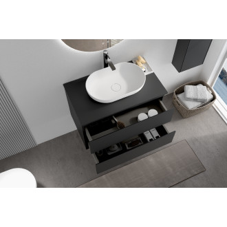 CERANO - Koupelnová skříňka Carole s deskou pod umyvadlo - 18 mm - černá matná - 61x49,8x46,5 cm