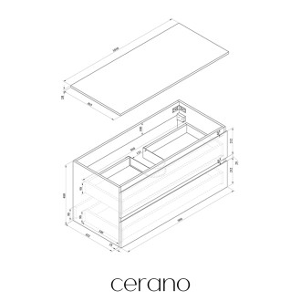 CERANO - Koupelnová skříňka Carole s deskou pod umyvadlo - 18 mm - dub medový - 101x49,8x46,5 cm