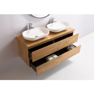 CERANO - Koupelnová skříňka Carole s deskou pod umyvadlo - 18 mm - dub medový - 141x49,8x46,5 cm