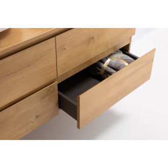 CERANO - Koupelnová skříňka Carole s deskou pod umyvadlo - 18 mm - dub medový - 141x49,8x46,5 cm