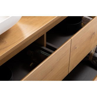 CERANO - Koupelnová skříňka Carole s deskou pod umyvadlo - 18 mm - dub medový - 161x49,8x46,5 cm