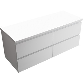 CERANO - Koupelnová skříňka Carole + deska pod umyvadlo Navira Pro - 36 mm - bílá matná - 120x51,6x46 cm