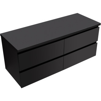 CERANO - Koupelnová skříňka Carole s deskou pod umyvadlo - 36 mm - černá matná - 121x51,6x46,5 cm