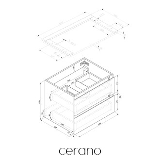 CERANO - Koupelnová skříňka Carole s deskou pod umyvadlo - 36 mm - dub medový - 61x51,6x46,5 cm