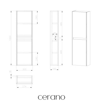 CERANO - Koupelnová skříňka Noira - vysoká - bílá matná - 30x100x15 cm