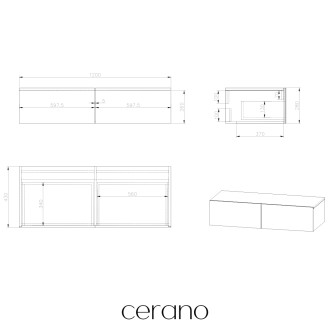 CERANO - Koupelnová skříňka pod nástěnné umyvadlo/doplňková Noira - dub medový - 120x43x28 cm