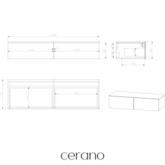 CERANO - Koupelnová skříňka pod nástěnné umyvadlo/doplňková Noira - dub medový - 150x43x28 cm