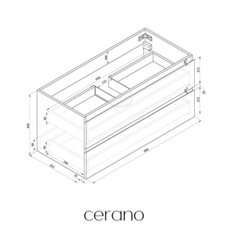 CERANO - Koupelnová skříňka pod umyvadlo Carole - betonově šedá - 99x48x45 cm
