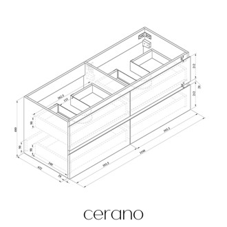 CERANO - Koupelnová skříňka pod umyvadlo Carole - bílá matná - 119x48x45 cm