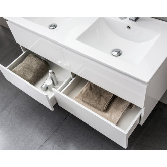 CERANO - Koupelnová skříňka pod umyvadlo Carole - bílá matná - 138x48x45 cm