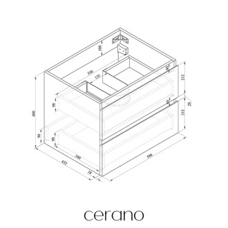 CERANO - Koupelnová skříňka pod umyvadlo Carole - bílá matná - 59x48x45 cm