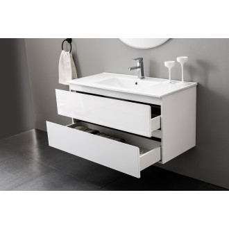 CERANO - Koupelnová skříňka pod umyvadlo Carole - bílá matná - 99x48x45 cm