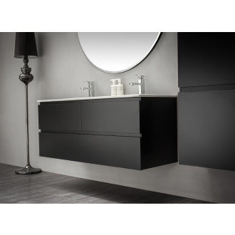 CERANO - Koupelnová skříňka pod umyvadlo Carole - černá matná - 119x48x45 cm