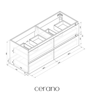 CERANO - Koupelnová skříňka pod umyvadlo Carole - černá matná - 138x48x45 cm