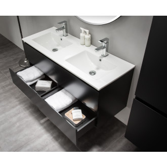 CERANO - Koupelnová skříňka pod umyvadlo Carole - černá matná - 158x48x45 cm