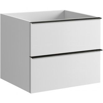 CERANO - Koupelnová skříňka pod umyvadlo s úchytkou Velora - bílá matná, černá úchytka - 59x53x46 cm