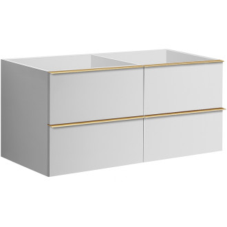 CERANO - Koupelnová skříňka pod umyvadlo s úchytkou Velora - bílá matná, zlatá úchytka - 158x53x45,2 cm
