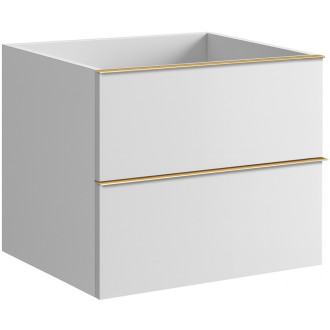 CERANO - Koupelnová skříňka pod umyvadlo s úchytkou Velora - bílá matná, zlatá úchytka - 59x53x46 cm