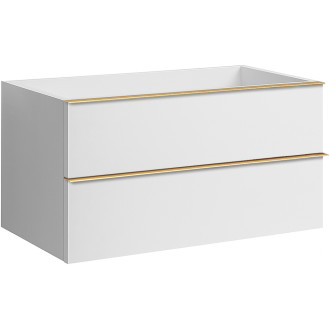 CERANO - Koupelnová skříňka pod umyvadlo s úchytkou Velora - bílá matná, zlatá úchytka - 79x53x46 cm