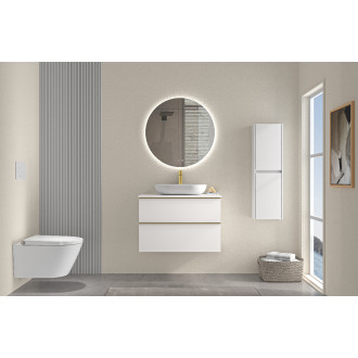 CERANO - Koupelnová skříňka pod umyvadlo s úchytkou Velora - bílá matná, zlatá úchytka - 99x53x46 cm