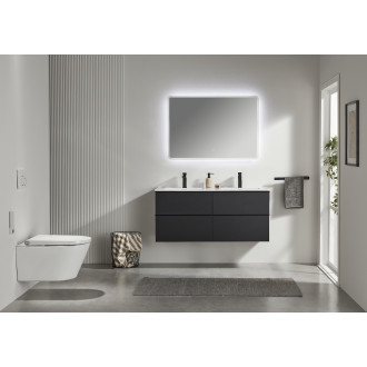 CERANO - Koupelnová skříňka pod umyvadlo s úchytkou Velora - černá matná, černá úchytka - 158x53x45,2 cm