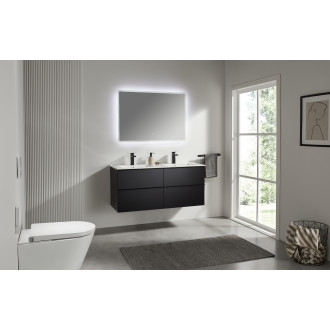 CERANO - Koupelnová skříňka pod umyvadlo s úchytkou Velora - černá matná, černá úchytka - 158x53x45,2 cm