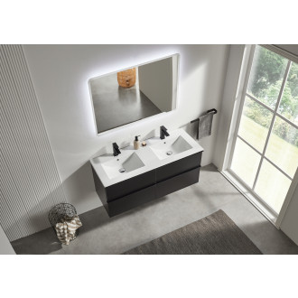 CERANO - Koupelnová skříňka pod umyvadlo s úchytkou Velora - černá matná, černá úchytka - 158x53x45,2 cm