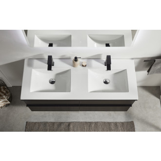 CERANO - Koupelnová skříňka pod umyvadlo s úchytkou Velora - černá matná, černá úchytka - 158x53x45,2 cm