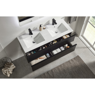 CERANO - Koupelnová skříňka pod umyvadlo s úchytkou Velora - černá matná, černá úchytka - 158x53x45,2 cm