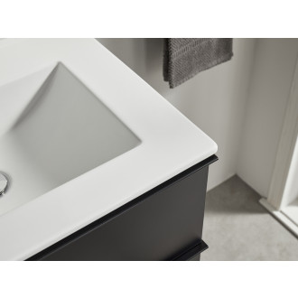 CERANO - Koupelnová skříňka pod umyvadlo s úchytkou Velora - černá matná, černá úchytka - 158x53x45,2 cm