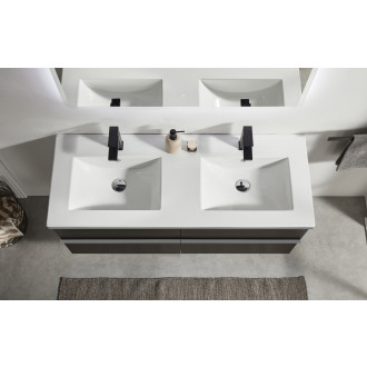 CERANO - Koupelnová skříňka pod umyvadlo s úchytkou Velora - černá matná, chromová úchytka - 138x53x45,2 cm