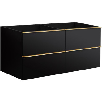 CERANO - Koupelnová skříňka pod umyvadlo s úchytkou Velora - černá matná, zlatá úchytka - 138x53x45,2 cm