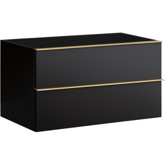 CERANO - Koupelnová skříňka pod umyvadlo s úchytkou Velora - černá matná, zlatá úchytka - 99x53x46 cm