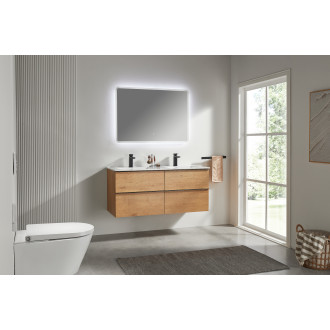 CERANO - Koupelnová skříňka pod umyvadlo s úchytkou Velora - dub medový, černá úchytka - 119x53x45,2 cm