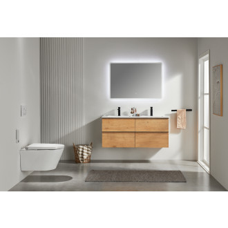 CERANO - Koupelnová skříňka pod umyvadlo s úchytkou Velora - dub medový, černá úchytka - 158x53x45,2 cm