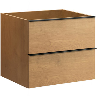 CERANO - Koupelnová skříňka pod umyvadlo s úchytkou Velora - dub medový, černá úchytka - 59x53x46 cm