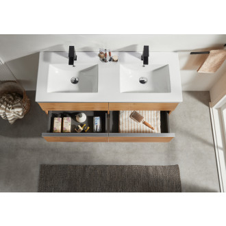 CERANO - Koupelnová skříňka pod umyvadlo s úchytkou Velora - dub medový, chromová úchytka - 138x53x45,2 cm