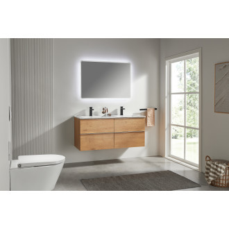 CERANO - Koupelnová skříňka pod umyvadlo s úchytkou Velora - dub medový, chromová úchytka - 158x53x45,2 cm