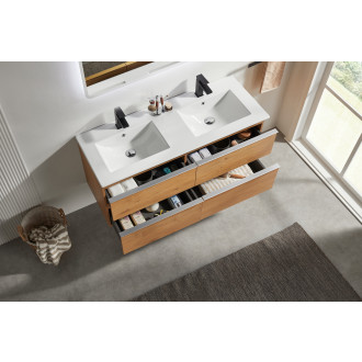 CERANO - Koupelnová skříňka pod umyvadlo s úchytkou Velora - dub medový, chromová úchytka - 158x53x45,2 cm