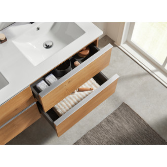 CERANO - Koupelnová skříňka pod umyvadlo s úchytkou Velora - dub medový, chromová úchytka - 158x53x45,2 cm