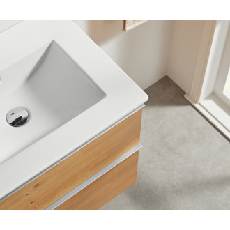 CERANO - Koupelnová skříňka pod umyvadlo s úchytkou Velora - dub medový, chromová úchytka - 158x53x45,2 cm