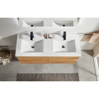 CERANO - Koupelnová skříňka pod umyvadlo s úchytkou Velora - dub medový, zlatá úchytka - 138x53x45,2 cm