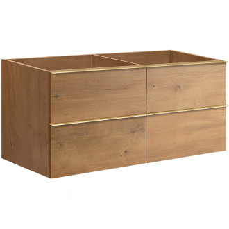 CERANO - Koupelnová skříňka pod umyvadlo s úchytkou Velora - dub medový, zlatá úchytka - 158x53x45,2 cm